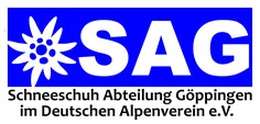 Logo der Schneeschuh-Abteilung Göppingen mit Edelweiß und Schriftzug SAG - Schneeschuh Abteilung Göppingen im Deutschen Alpenverein e.V.  | © DAV/SAG Göppingen